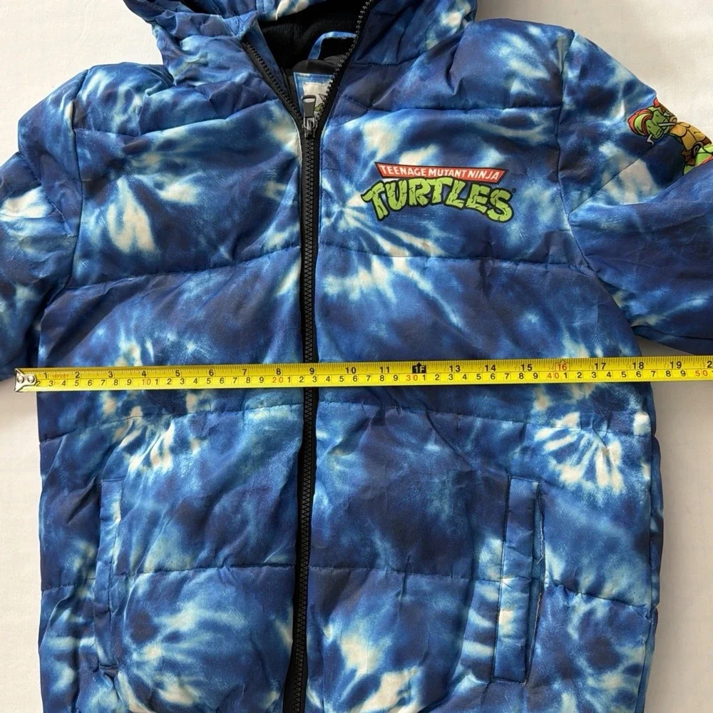 Teenage Mutant Ninja Turtles Blue Tie Dye Kids Hooded Coat Size 10/12 TMNT Outsi